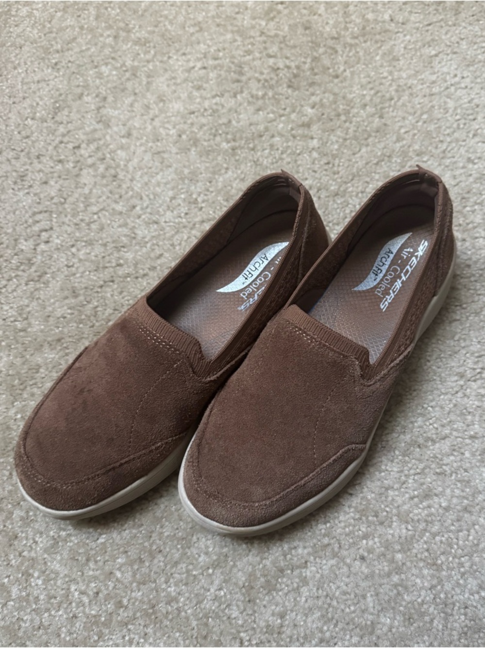 Skechers Women's Brown Suede Slip-On Casual Sneakers